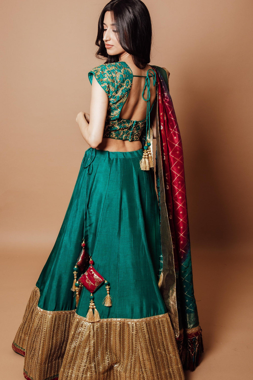 Green Lehenga with Banarasi Dupatta Chaniya choli RAAS