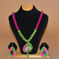 Green & Pink Tear Drop Necklace Set FASHION JEWELRY RAAS