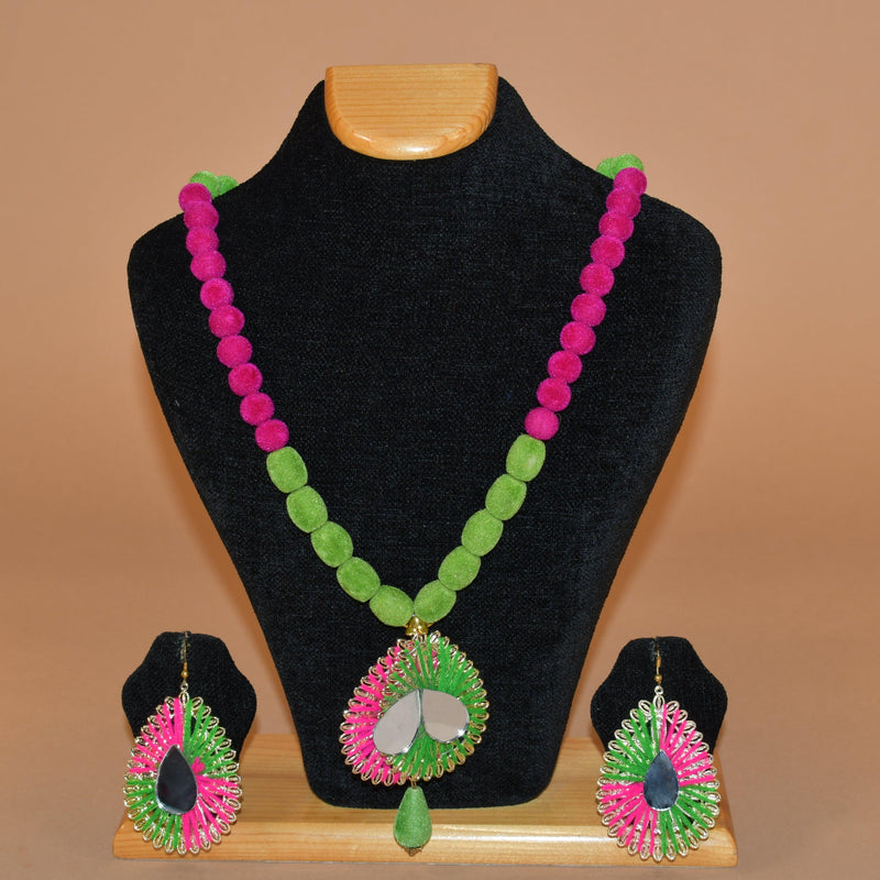 Green & Pink Tear Drop Necklace Set FASHION JEWELRY RAAS