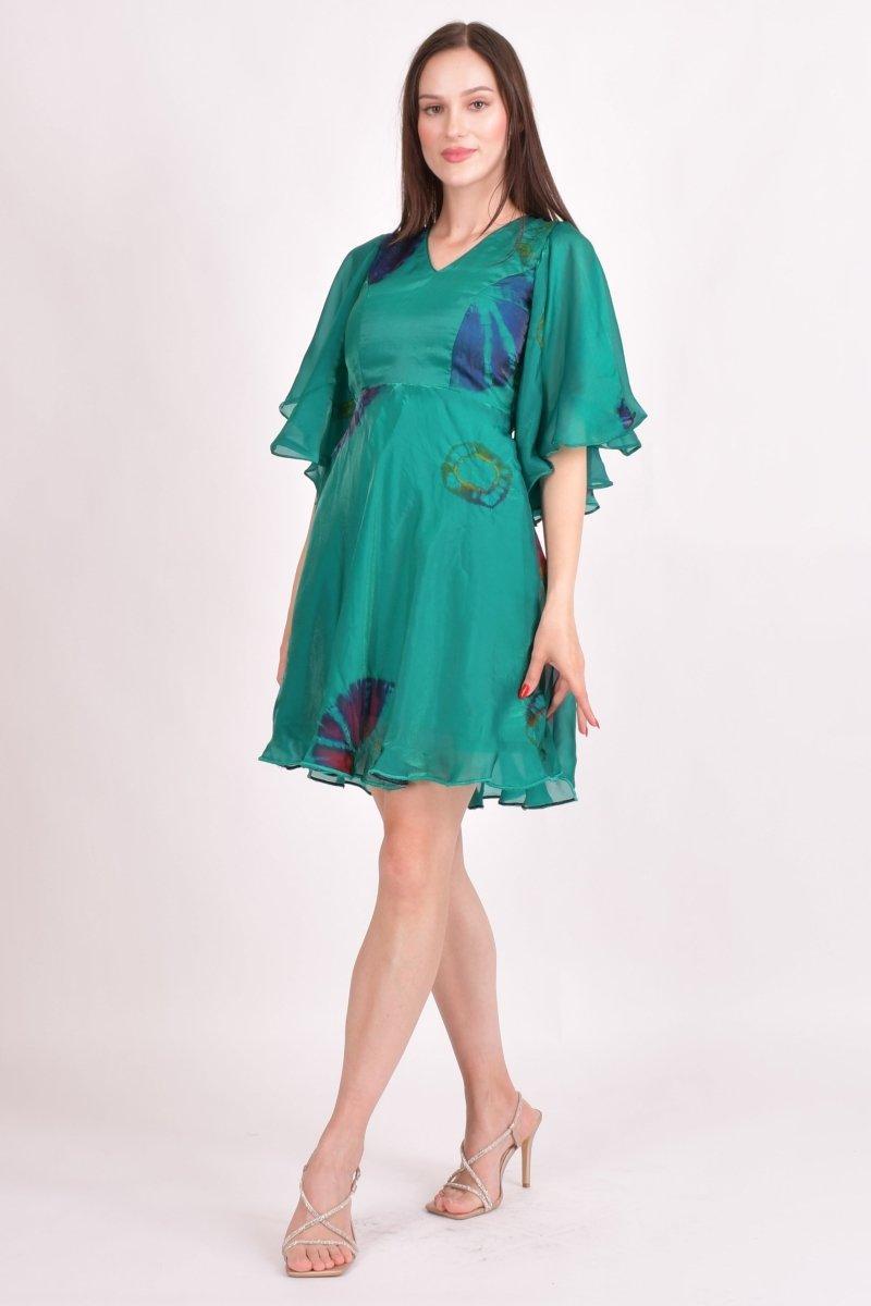 Hand Tie Dye Green Mini Dress dresses RAAS