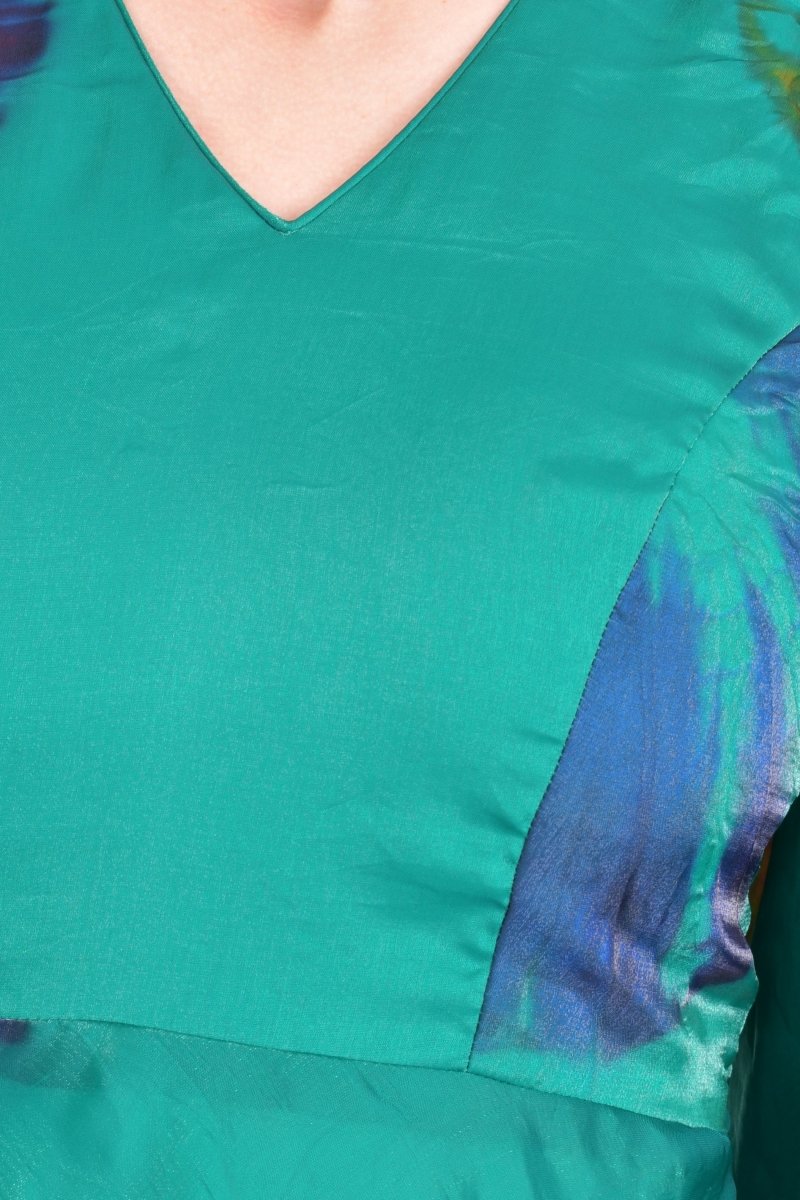 Hand Tie Dye Green Mini Dress-Raas USA