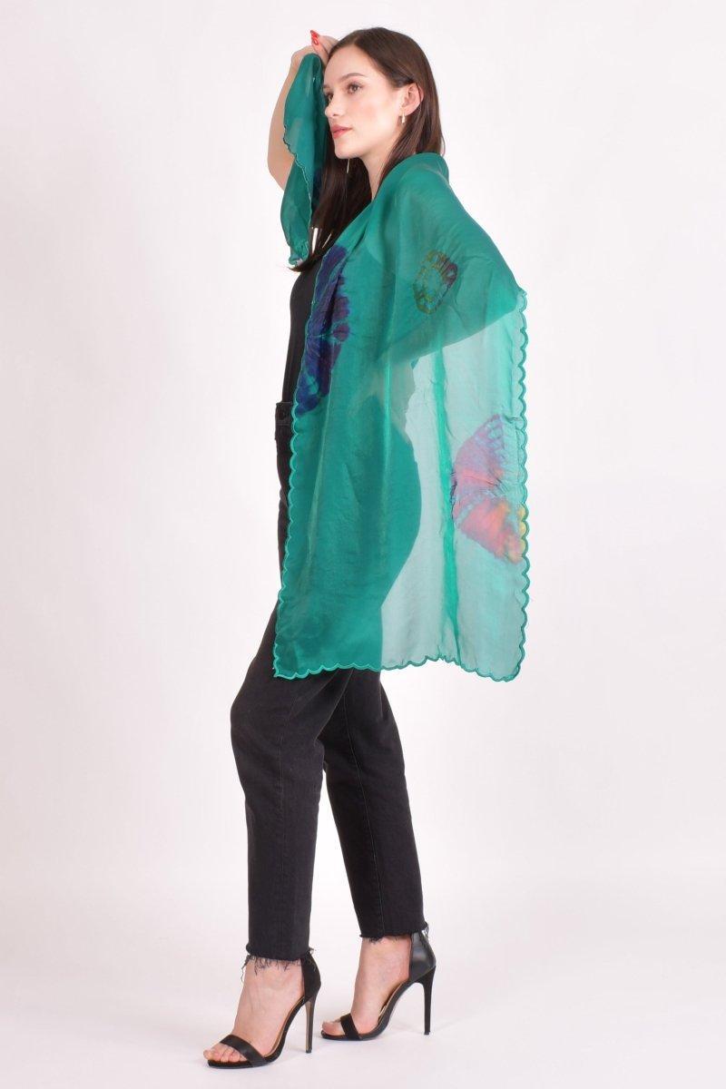 Hand Tie Dye Green Scarf scarves & stoles RAAS