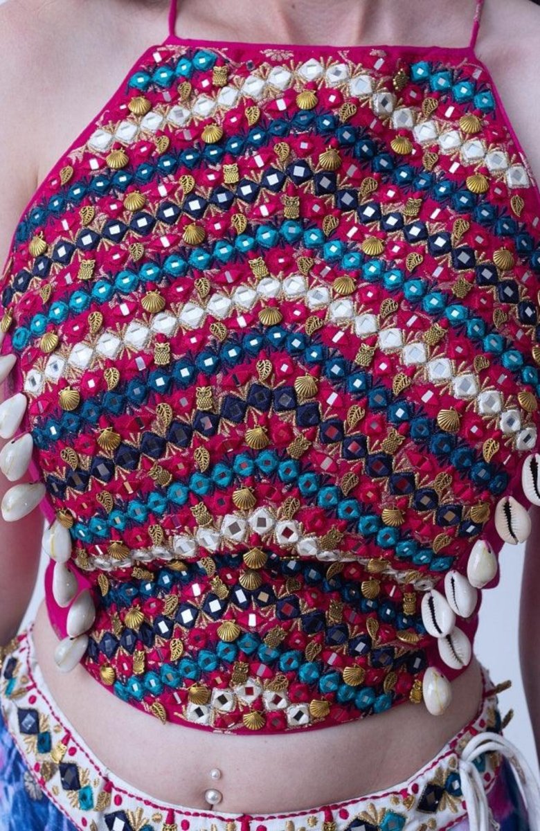 Hand Tie Dye Lehenga Choli Set with Heavy Embroidery Blouse-[mehendi outfit]-Raas