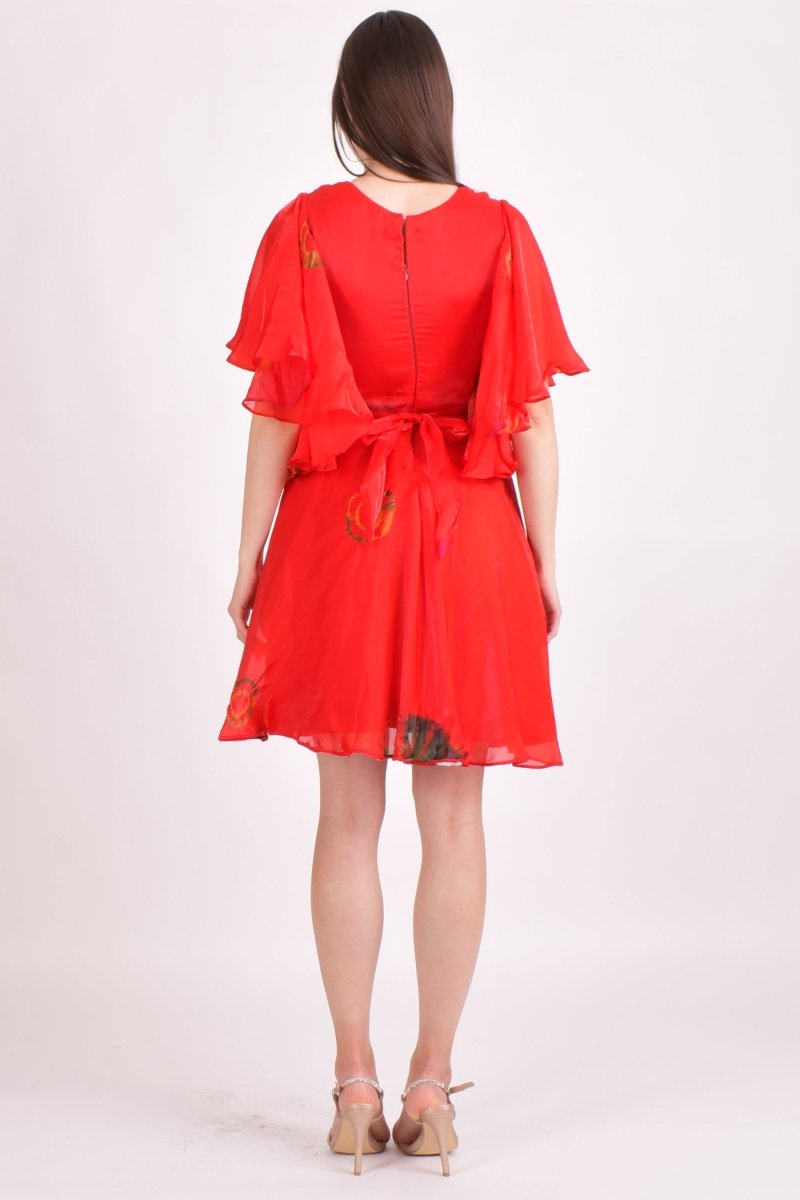 Hand Tie Dye Red Mini Dress-Raas USA