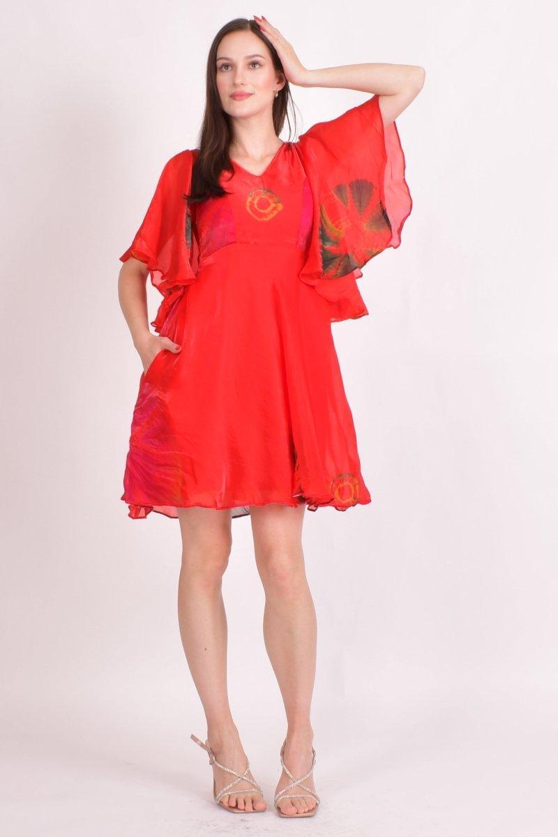 Hand Tie Dye Red Mini Dress dresses RAAS