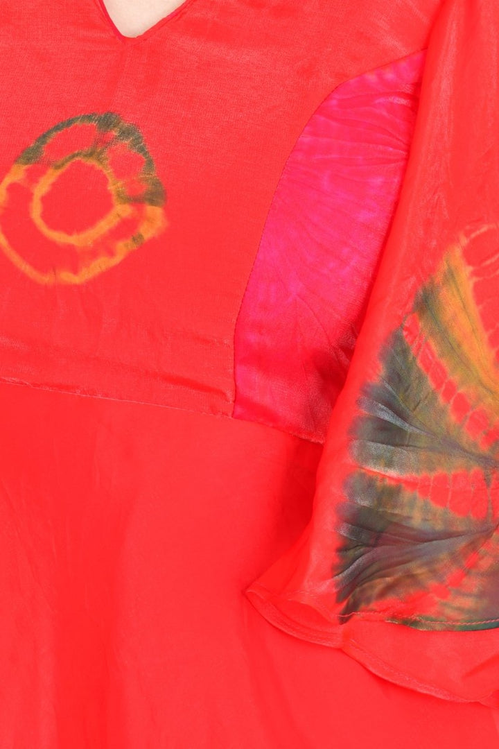 Hand Tie Dye Red Mini Dress-Raas USA