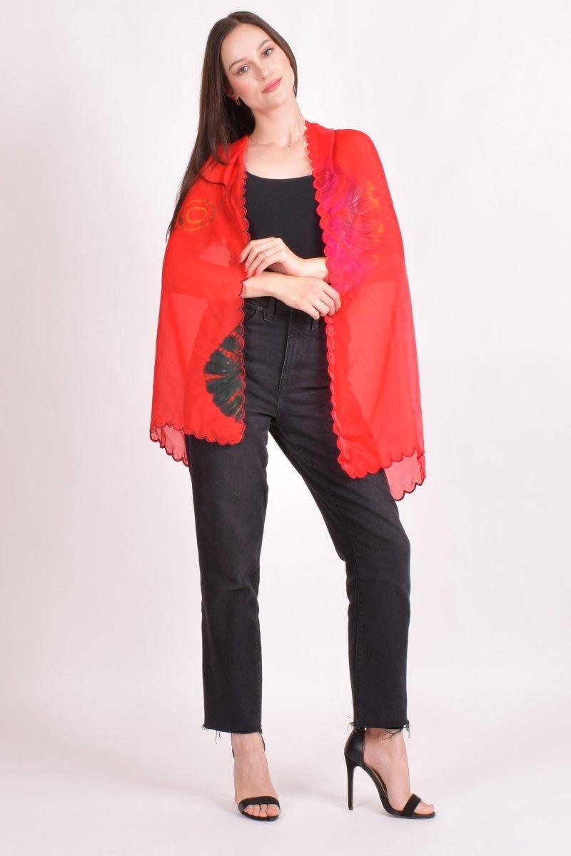 Hand Tie Dye Red Scarf scarves & stoles RAAS