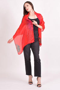 Hand Tie Dye Red Scarf scarves & stoles RAAS