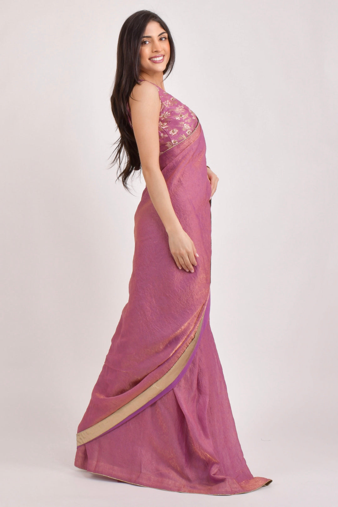 Rhosyn Pink Shimmer Saree