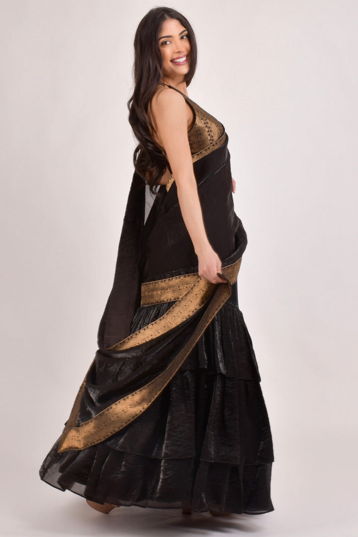 Leila Black Ruffle Saree
