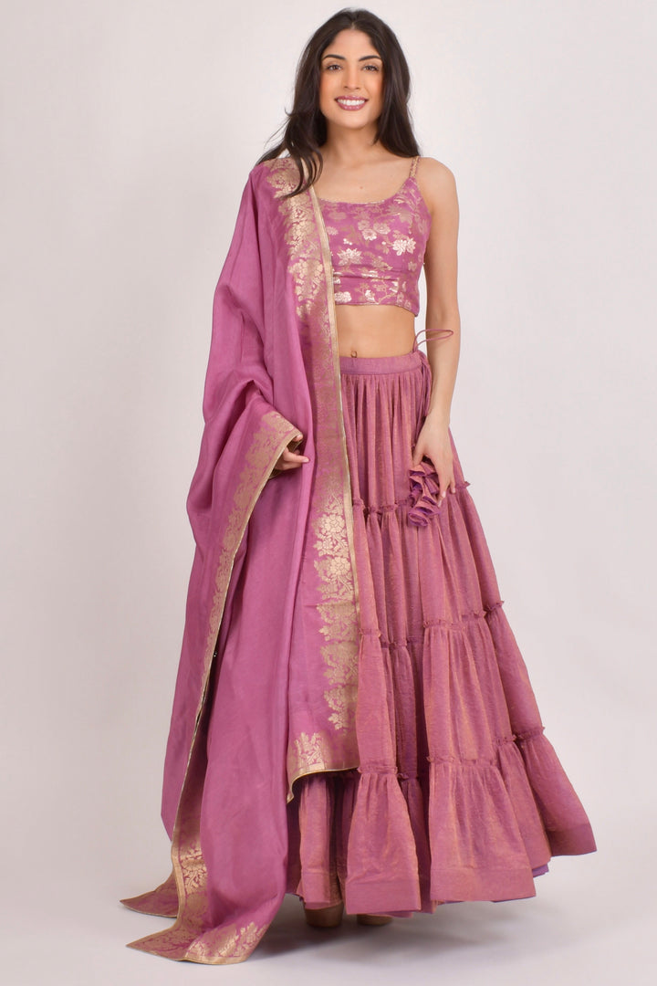 Rosan Blush Pink Shimmer Lehenga Choli