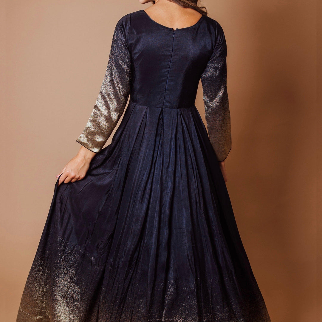 Dazzle Blue and Gold Long Sleeve Dress