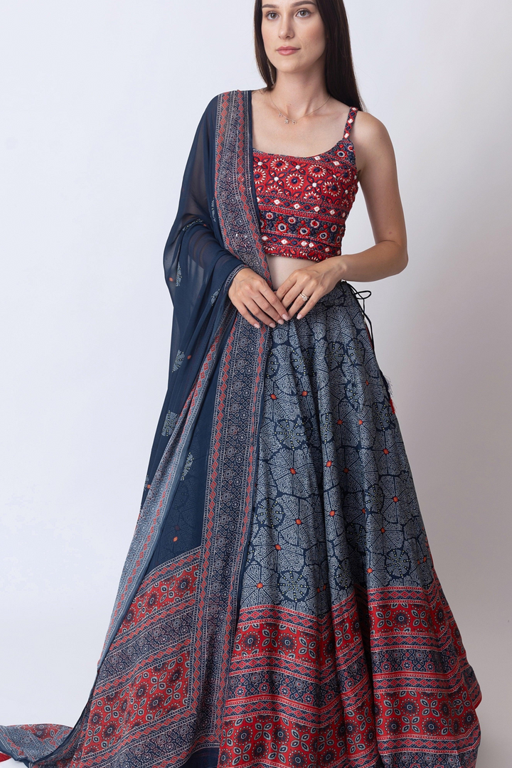 Aurora Lehenga with Embroidered Blouse Chiffon Dupatta