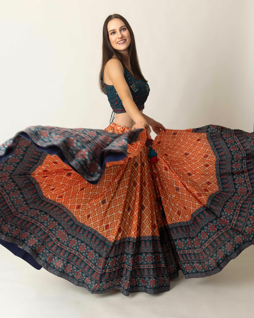 Khushi Lehenga with all over Mirror Embroidery and Embroidered Blouse