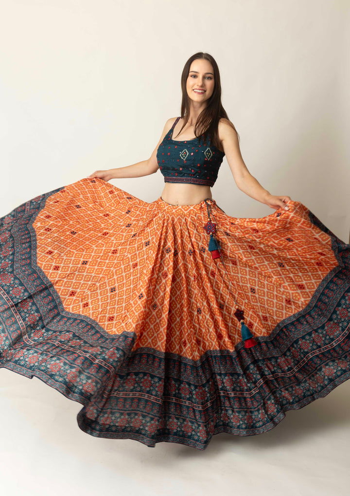 Khushi Lehenga with all over Mirror Embroidery and Embroidered Blouse