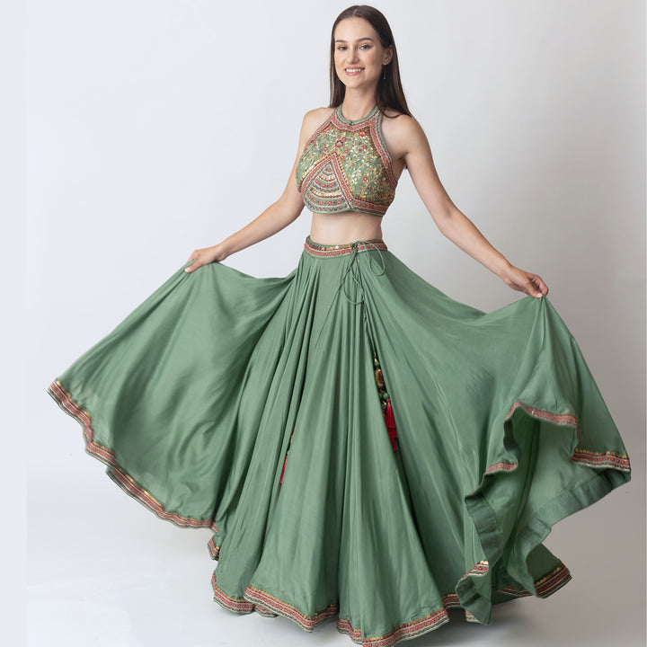 Siya Soft Silk Lehenga with Hand Embroidered Blouse