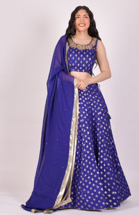 Royal Blue Sequin Chaniya Choli With Dupatta