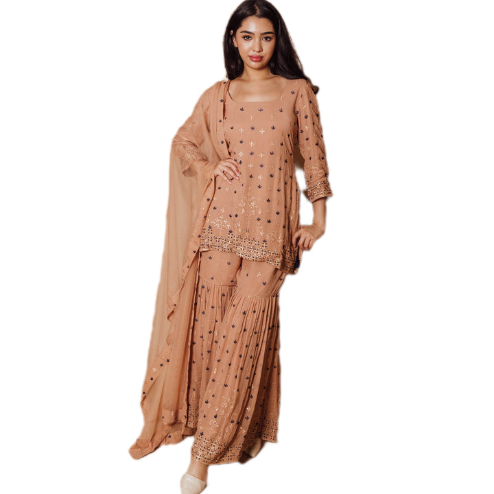 Jemma Flared Palazzo Pantsuit with Dupatta