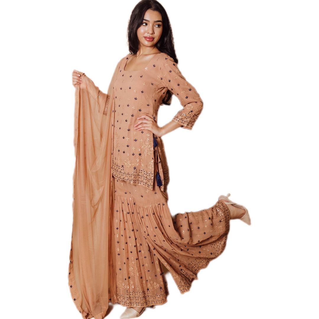 Jemma Flared Palazzo Pantsuit with Dupatta