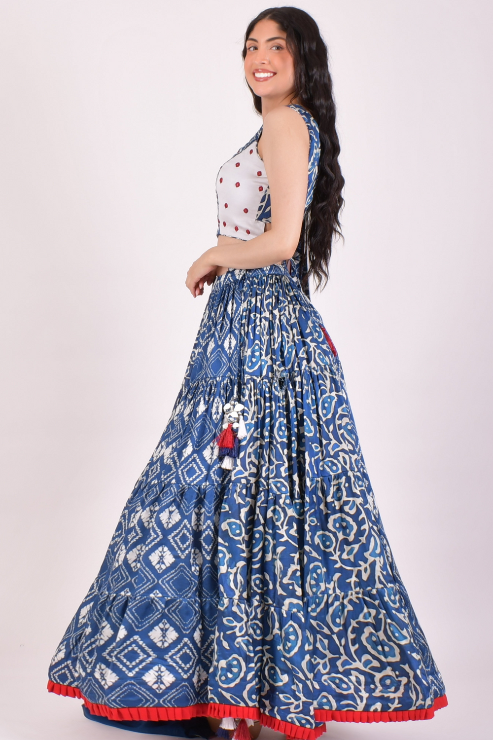Indigo Blue Tiered Chaniya Choli