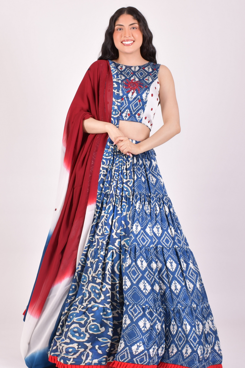 Indigo Blue Tiered Chaniya Choli