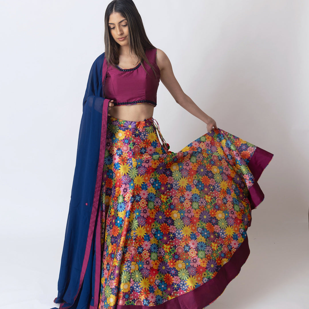 Kari Multicolor Floral Print Lehenga