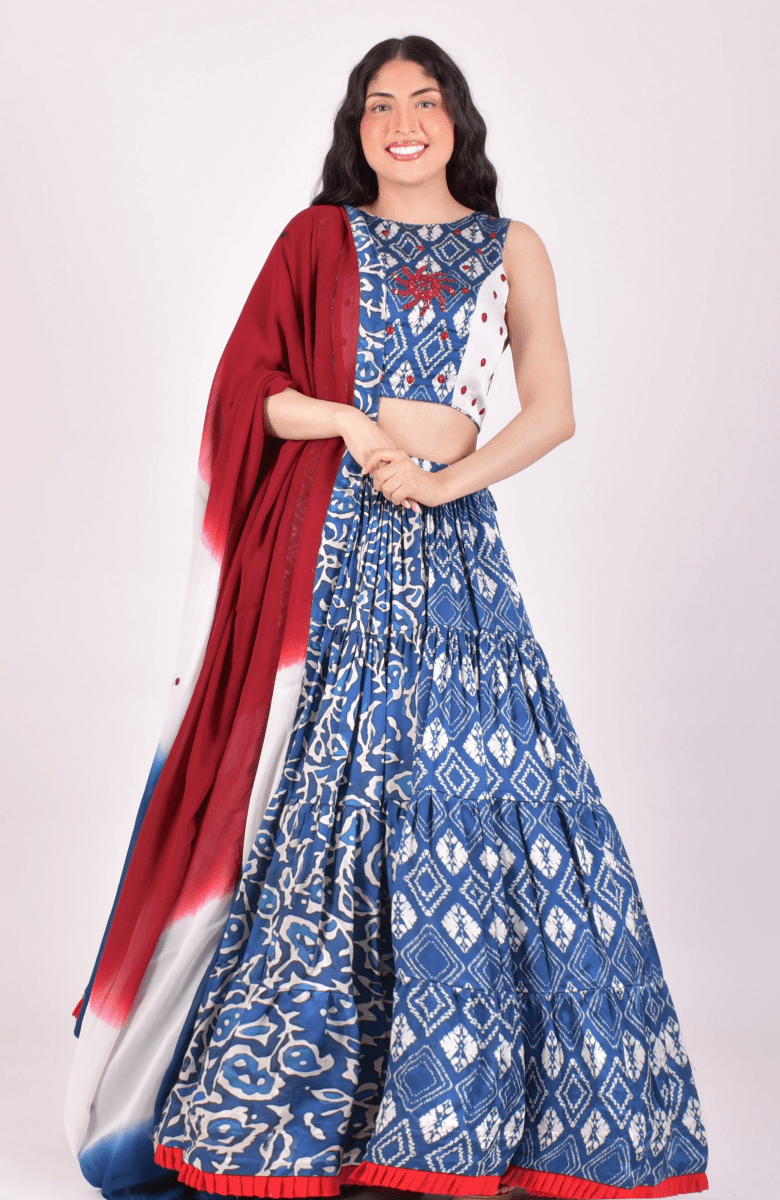 Indigo Blue Tiered Chaniya Choli