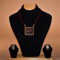 Intricately Patterned Brown Necklace Set FASHION JEWELRY RAAS