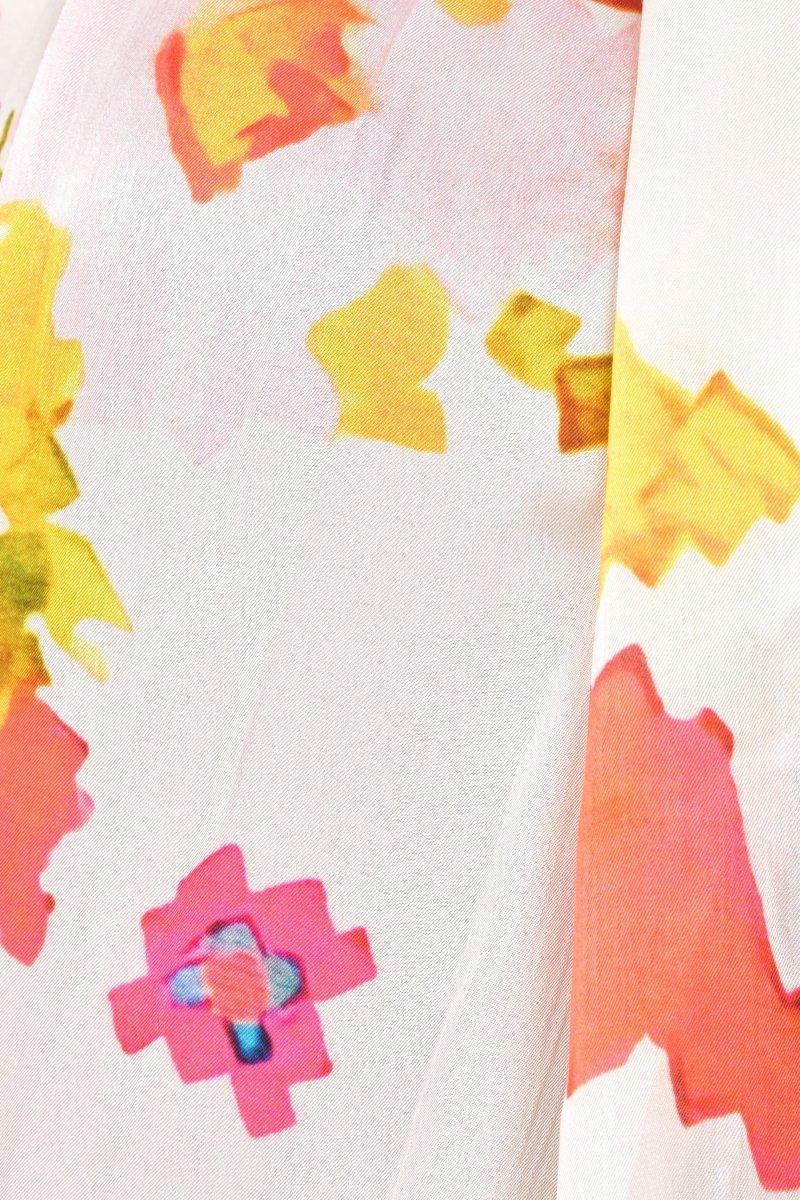 Ivory Floral Printed Viscose Scarf with Cutwork Border scarves & stoles RAAS