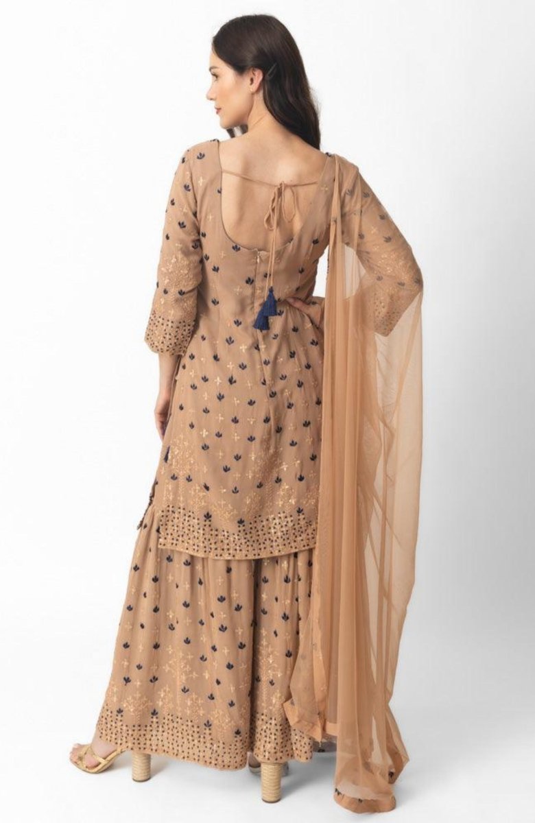 Jemma Flared Palazzo Pantsuit with Dupatta-Raas