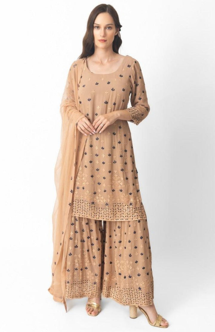 Jemma Flared Palazzo Pantsuit with Dupatta-Raas