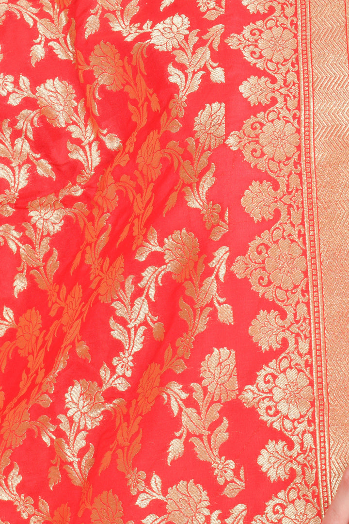 Jiya Red Dupatta with Golden Patterns-Raas USA