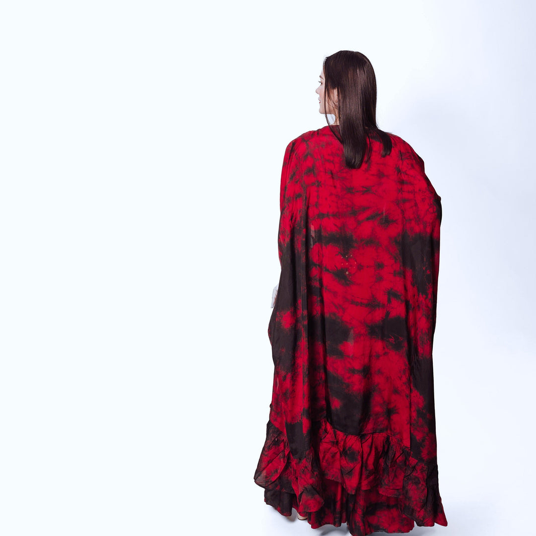 Juliana Hand Tie Dye Palazzo Pantsuit with Hand Embroidered Blouse-Raas USA