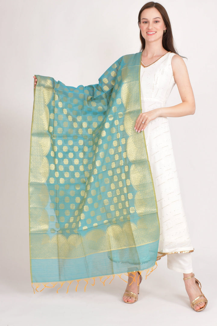 Kiara Green Butta Work Dupatta-Raas USA