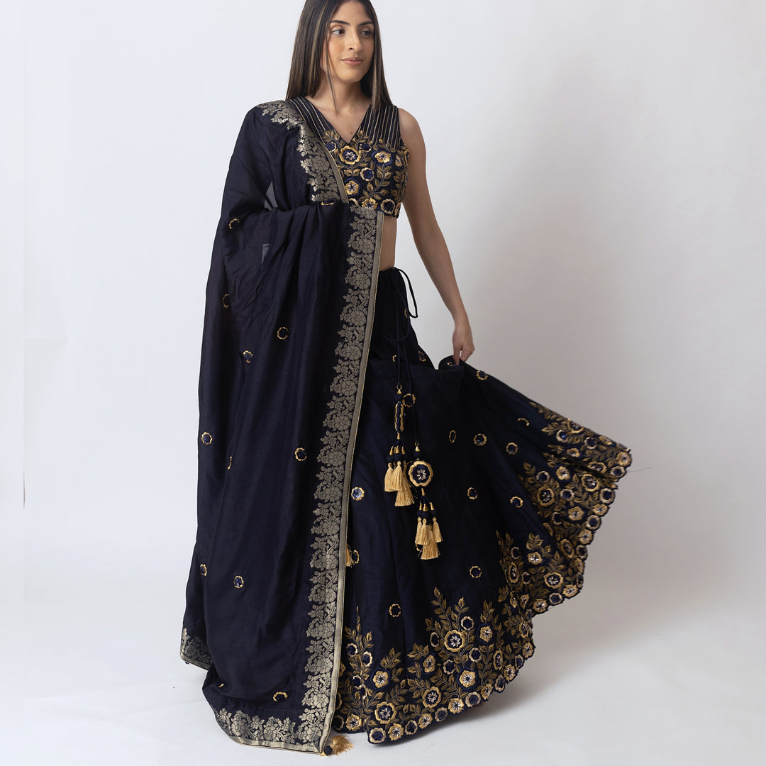 Kiera Glitz & Glam Navy Lehenga Choli Set