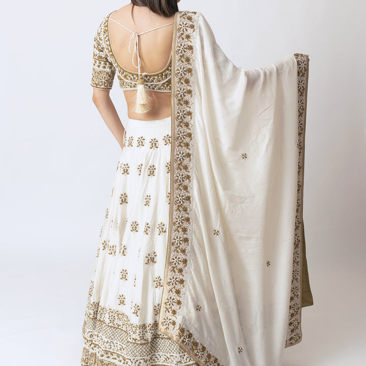 Alia White Lehenga Choli with Heavy Embroidery Pearl Work