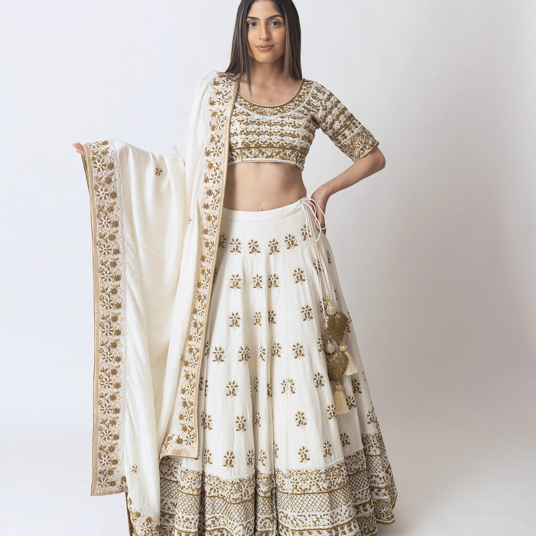 Alia White Lehenga Choli with Heavy Embroidery Pearl Work