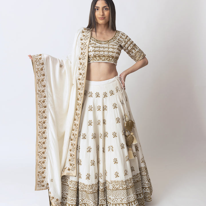 Alia White Lehenga Choli with Heavy Embroidery Pearl Work