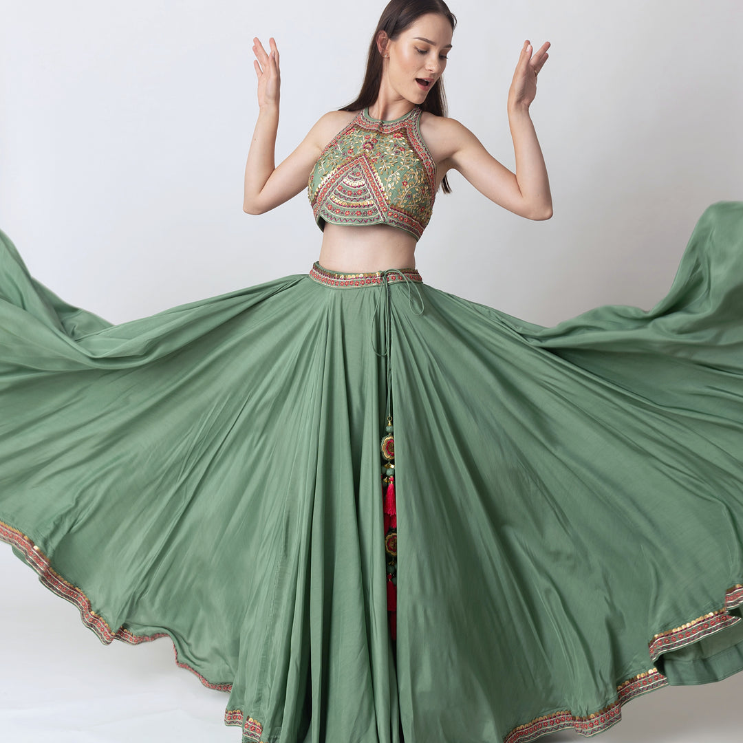 Siya Soft Silk Lehenga with Hand Embroidered Blouse