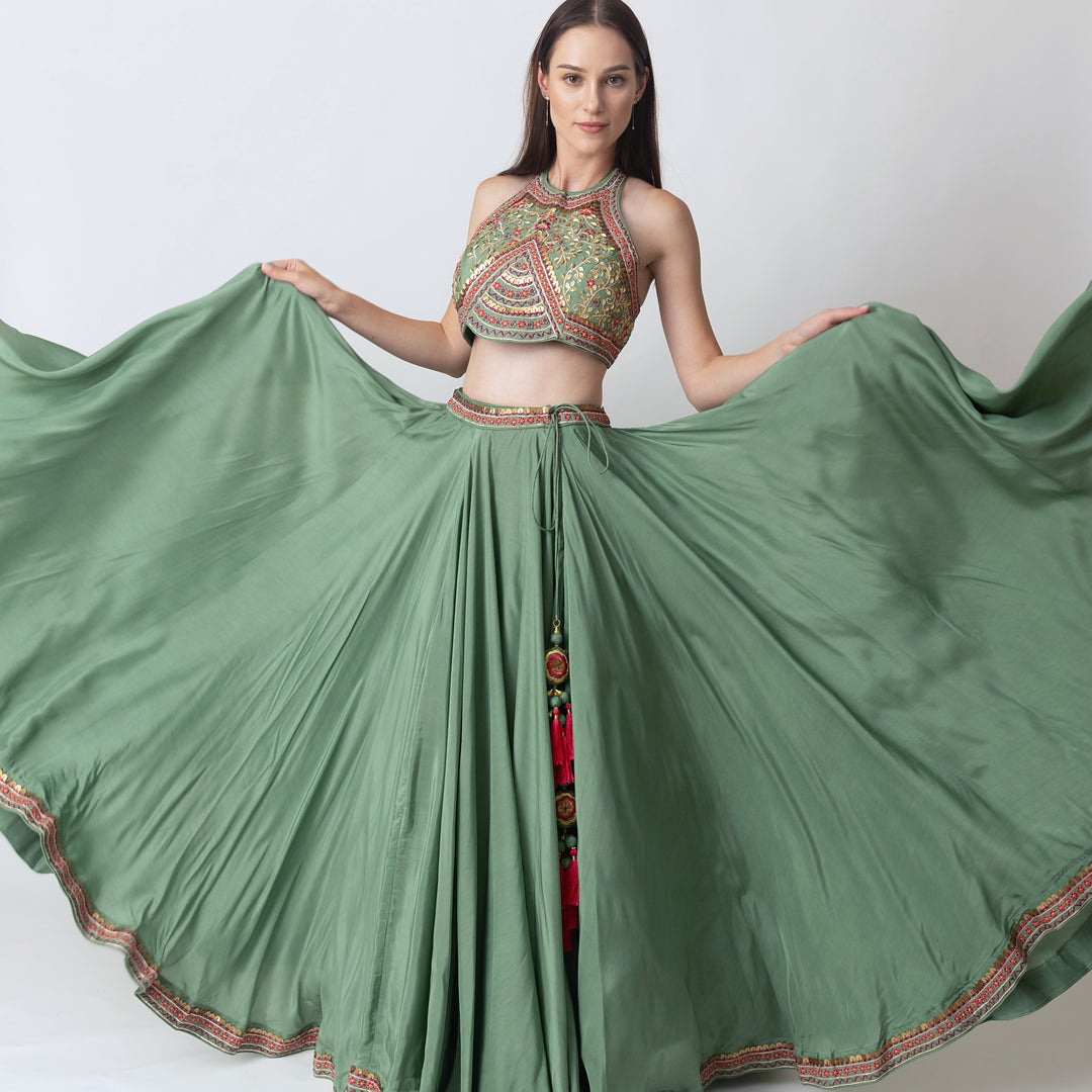 Siya Soft Silk Lehenga with Hand Embroidered Blouse