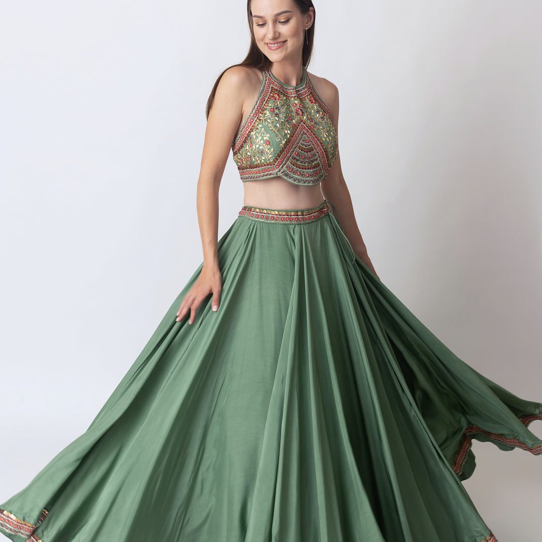 Siya Soft Silk Lehenga with Hand Embroidered Blouse