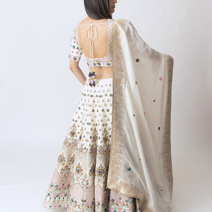 Siddhi White Lehenga Choli With Hand Embroidery