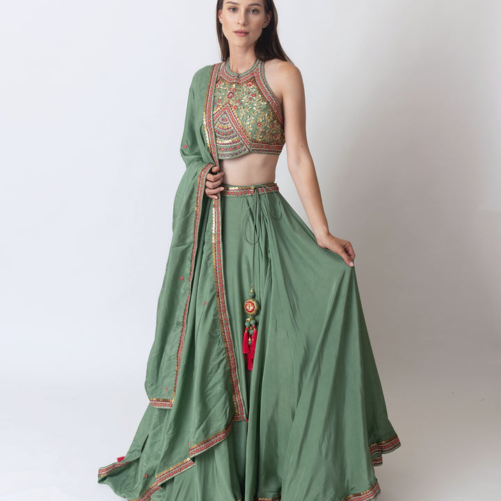 Siya Soft Silk Lehenga with Hand Embroidered Blouse