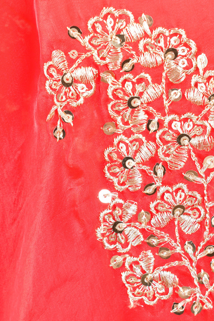 Layered Full Flare Red and Yellow Chaniya Choli Set-Raas USA