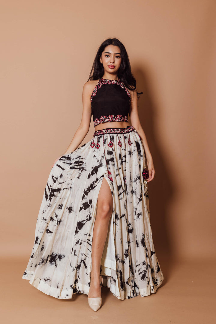 Lehenga with Double Slit-[mehendi outfit]-Raas