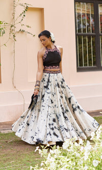 Lehenga with Double Slit-[mehendi outfit]-Raas