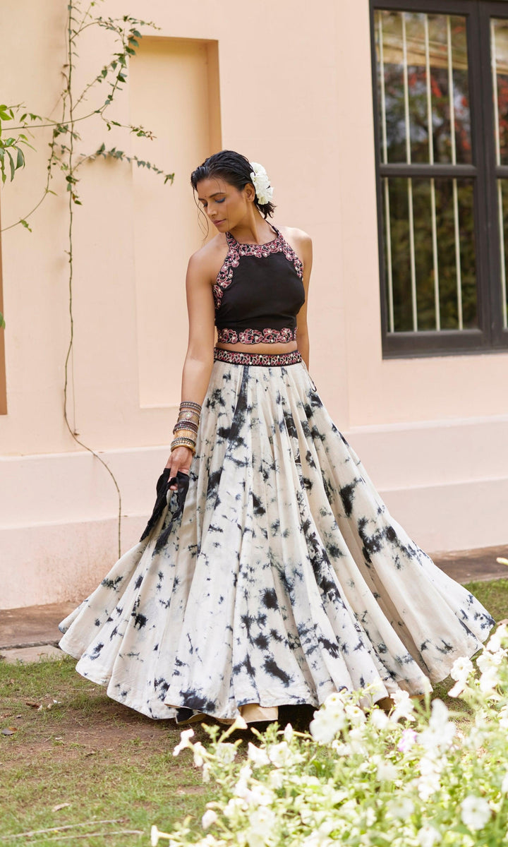 Lehenga with Double Slit-[mehendi outfit]-Raas