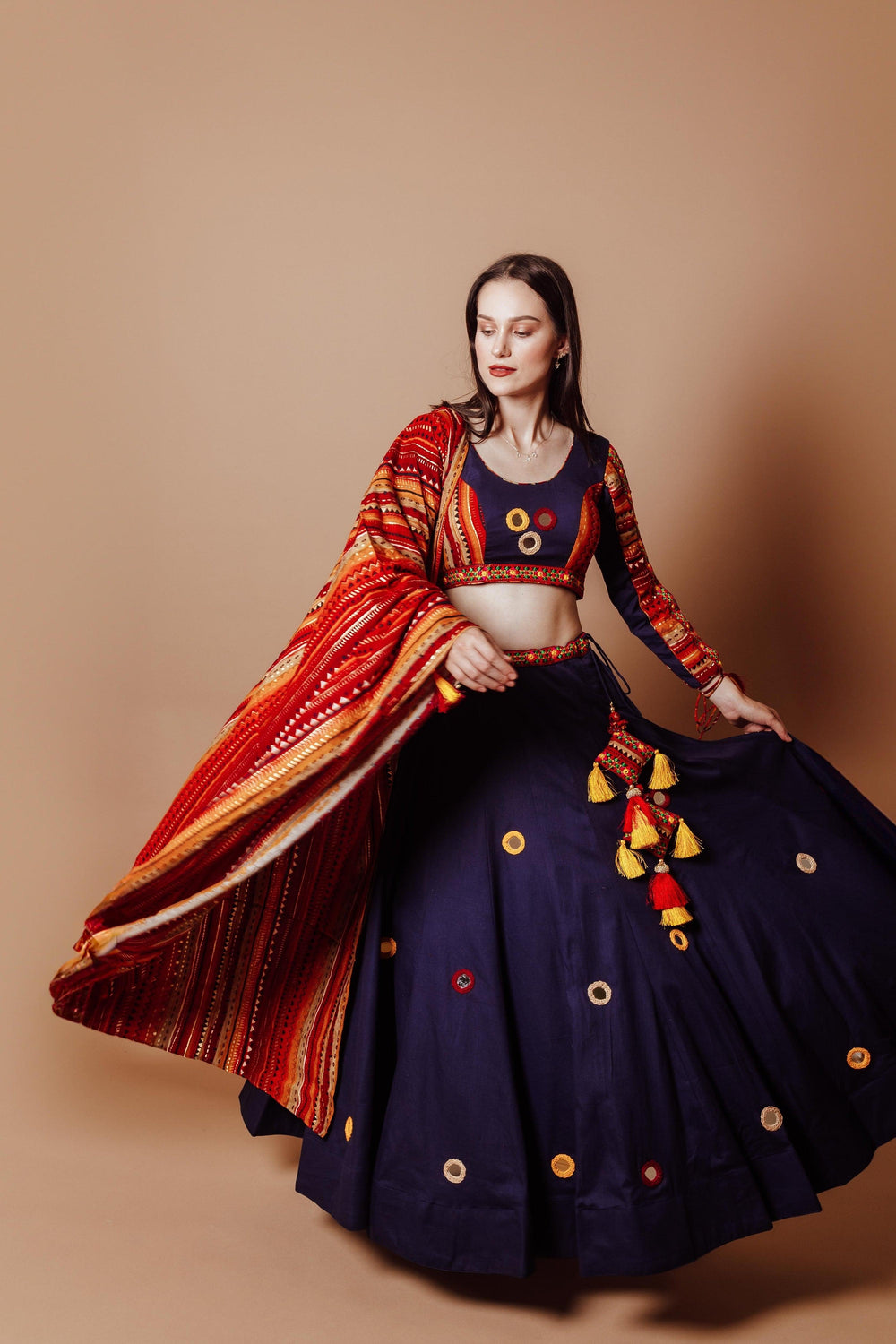 Lehenga with Lace Up Sleeves and Back-[comfort-first-design]-[lightweight]-Raas