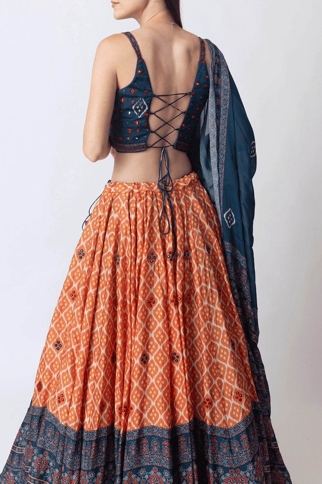 Lehenga with Mirror Embroidery-[comfort-first-design]-[lightweight]-Raas