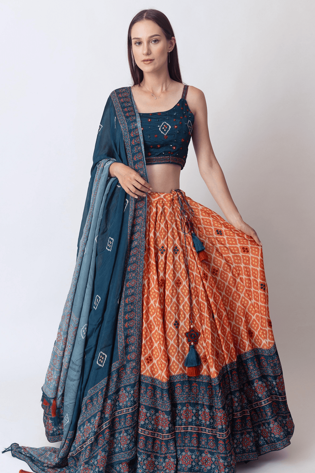 Lehenga with Mirror Embroidery-[comfort-first-design]-[lightweight]-Raas